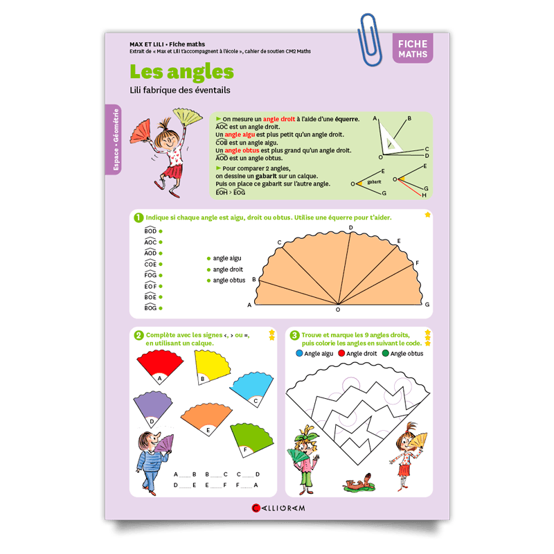 Max et Lili;fiche;soutien scolaire;maths;espace,géométrie;angles;les angles